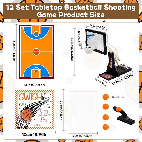 12 Set Valentines Day Gifts Basketball party favors Tabletop Basketball Shooting Game Reduce Stress Mini Desktop Basket Ball Gift Valentine's Day Cards Desk Exchange Gifts Party Favors Supplies in Saudi Arabia