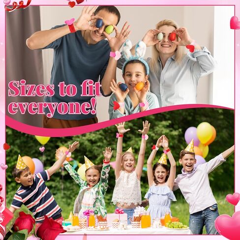 Sosation 12 PCS Valentines Day Snap Bracelet Heart Plush Snap Bracelet for Kids Party Supplies Galentines Birthday Giveaways Game Prizes in Saudi Arabia