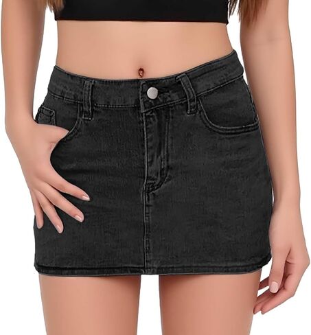 Womens Denim Skirts Jean Short Mini Skirt Summer Outfits Fashion Cute Y2k Clothes with Pockets 2025 in Saudi Arabia