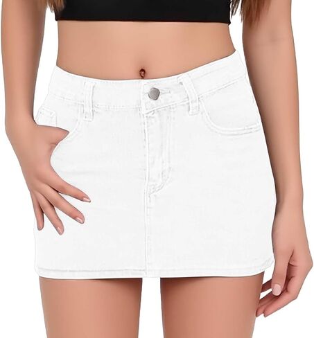 Womens Denim Skirts Jean Short Mini Skirt Summer Outfits Fashion Cute Y2k Clothes with Pockets 2025 in Saudi Arabia