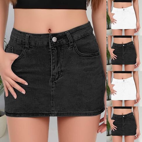 Womens Denim Skirts Jean Short Mini Skirt Summer Outfits Fashion Cute Y2k Clothes with Pockets 2025 in Saudi Arabia