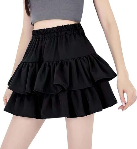 Womens Skirts Flowy A Line Short Skirt High Waisted Ruffle Mini Skirts Pleated Cute Skirt in Saudi Arabia