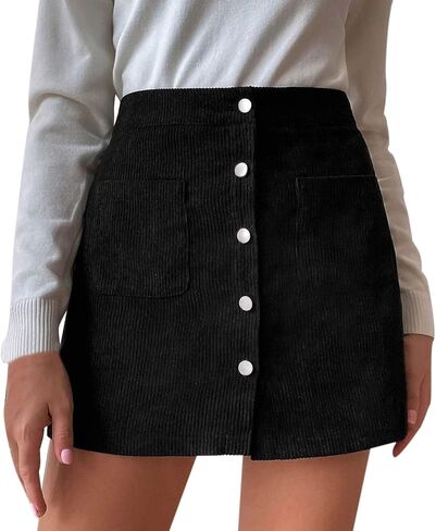 Jean Skirts for Women Denim High Waisted Trendy Stretchy Mini Button Front Short Pencil Skirt with Patch Pockets in Saudi Arabia