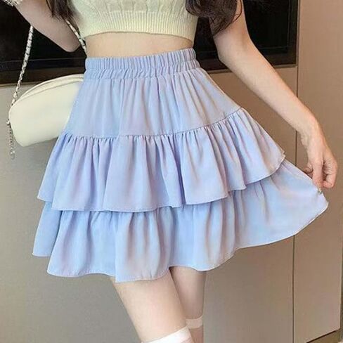 Black Mini Skirt,High Waisted Ruffle Skirt Black Skirt Short Skirts for Women Black RARA Skirt Frilly Skirt y2k Skirt in Saudi Arabia