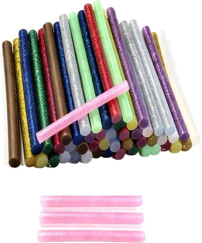 52 Pack Mini Glitter Color Hot Glue Sticks 13 Colored, 3.94" Long x 0.28" Diameter Hot Glue Sticks, Multipurpose for Cards, Sealing, Decoration,Art,DIY in Saudi Arabia