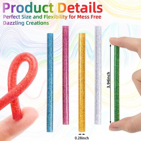 52 Pack Mini Glitter Color Hot Glue Sticks 13 Colored, 3.94" Long x 0.28" Diameter Hot Glue Sticks, Multipurpose for Cards, Sealing, Decoration,Art,DIY in Saudi Arabia