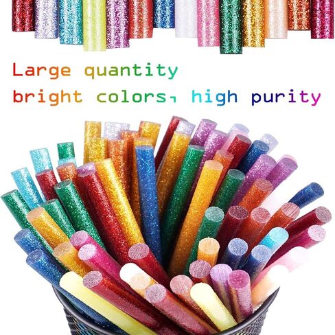 52 Pack Mini Glitter Color Hot Glue Sticks 13 Colored, 3.94" Long x 0.28" Diameter Hot Glue Sticks, Multipurpose for Cards, Sealing, Decoration,Art,DIY in Saudi Arabia
