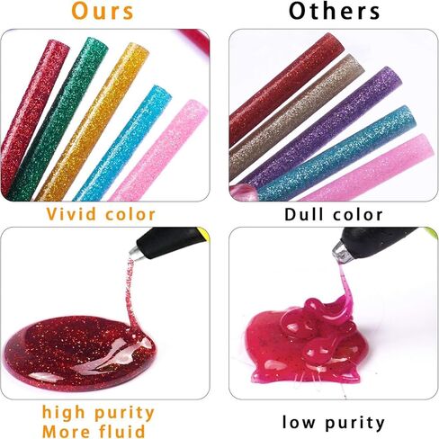 52 Pack Mini Glitter Color Hot Glue Sticks 13 Colored, 3.94" Long x 0.28" Diameter Hot Glue Sticks, Multipurpose for Cards, Sealing, Decoration,Art,DIY in Saudi Arabia