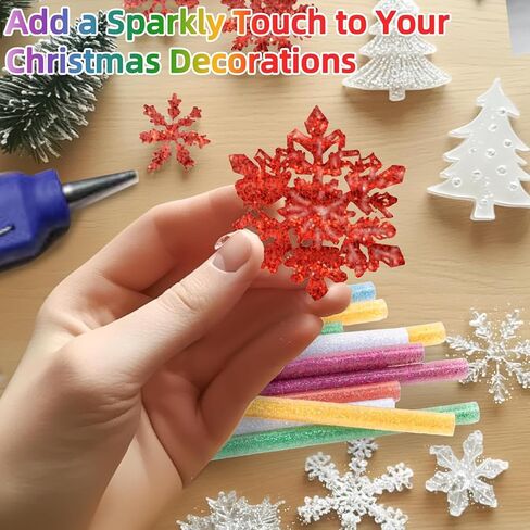 52 Pack Mini Glitter Color Hot Glue Sticks 13 Colored, 3.94" Long x 0.28" Diameter Hot Glue Sticks, Multipurpose for Cards, Sealing, Decoration,Art,DIY in Saudi Arabia