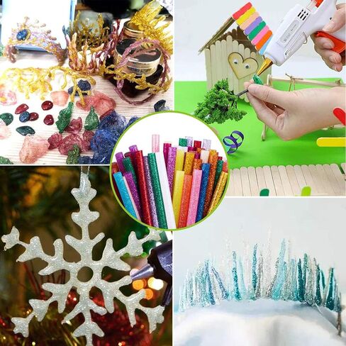 52 Pack Mini Glitter Color Hot Glue Sticks 13 Colored, 3.94" Long x 0.28" Diameter Hot Glue Sticks, Multipurpose for Cards, Sealing, Decoration,Art,DIY in Saudi Arabia