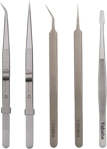 Tweezers, 5 Pcs Precision Tweezers Set, Anti-Static Stainless Steel Long Tweezers Kit for Electronics, Laboratory Work, Jewelry-Making, Craft, Soldering, Hobby, Watches, Car Machines Repair Etc in Saudi Arabia