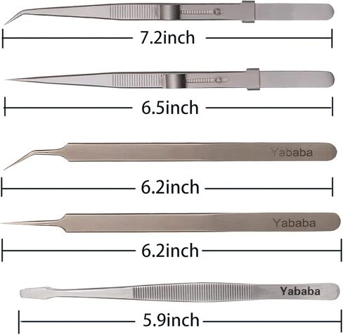 Tweezers, 5 Pcs Precision Tweezers Set, Anti-Static Stainless Steel Long Tweezers Kit for Electronics, Laboratory Work, Jewelry-Making, Craft, Soldering, Hobby, Watches, Car Machines Repair Etc in Saudi Arabia