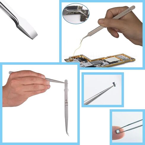 Tweezers, 5 Pcs Precision Tweezers Set, Anti-Static Stainless Steel Long Tweezers Kit for Electronics, Laboratory Work, Jewelry-Making, Craft, Soldering, Hobby, Watches, Car Machines Repair Etc in Saudi Arabia