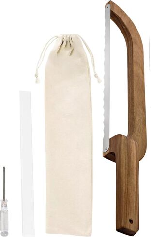 Loaf Slicer Guide - Bread Cutting Tool with Adjustable Slots | Sturdy Stainless Steel with Comfortable Wooden Handle, Precision Slicing for Homemade Bread Cakes Pastries, Kitchen Helper 15.55x2.76 in in Saudi Arabia