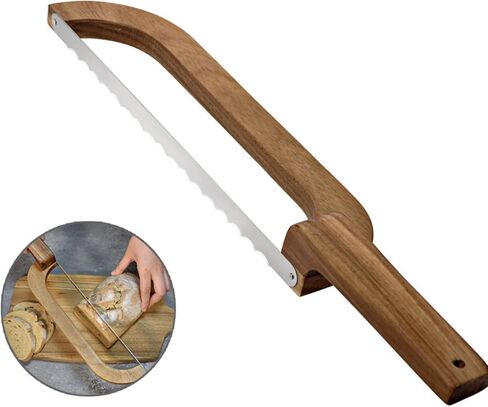 Loaf Slicer Guide - Bread Cutting Tool with Adjustable Slots | Sturdy Stainless Steel with Comfortable Wooden Handle, Precision Slicing for Homemade Bread Cakes Pastries, Kitchen Helper 15.55x2.76 in in Saudi Arabia
