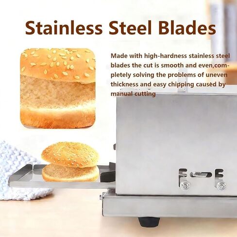 Manual Bagel Slicer And Cutter, Commercial Bagel Slicer With Stainless Steel Blade & 4 Cutting Height Available & Push-Pull Cutting Design, For Home Bakers And Small Businesses in Kuwait