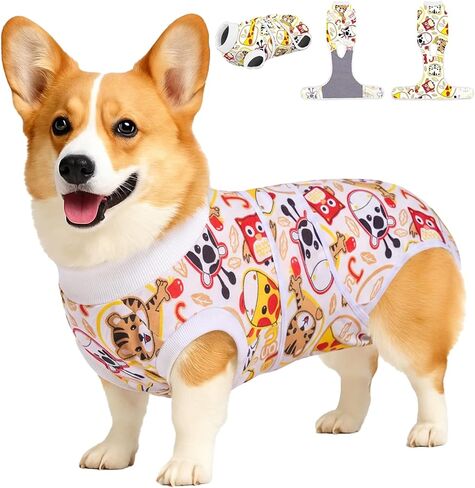 PetWarm Dog Onesie للجراحة النسائية، بدلة التعافي للكلاب الذكور، قميص احترافي لاستعادة الحيوانات الأليفة، ضمادات لجروح البطن للكلاب تمنع لعق قمصان الكلاب، نمط المجرة، أسود، M in Kuwait