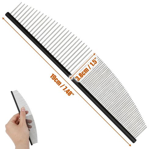 Half Moon Cat Dog Grooming Comb - Curved Crescent Arc Coarse Comb, Professional Metal Matting Detangler Brush for Long Haired Pet, Removes Tangles, Knots, Flea, Carding for Poodles, Puppies, 19cm in Saudi Arabia
