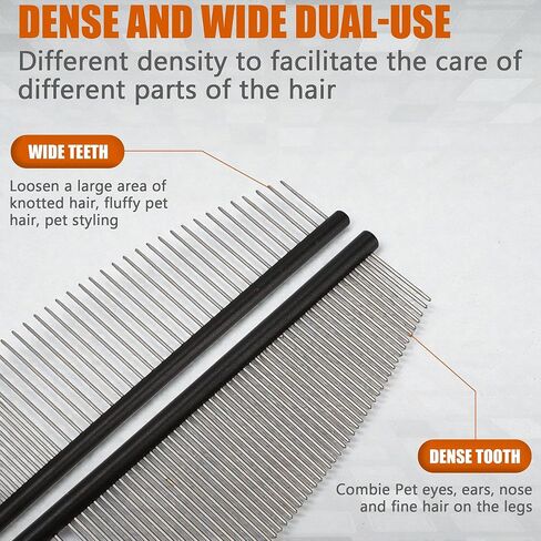 Half Moon Cat Dog Grooming Comb - Curved Crescent Arc Coarse Comb, Professional Metal Matting Detangler Brush for Long Haired Pet, Removes Tangles, Knots, Flea, Carding for Poodles, Puppies, 19cm in Saudi Arabia