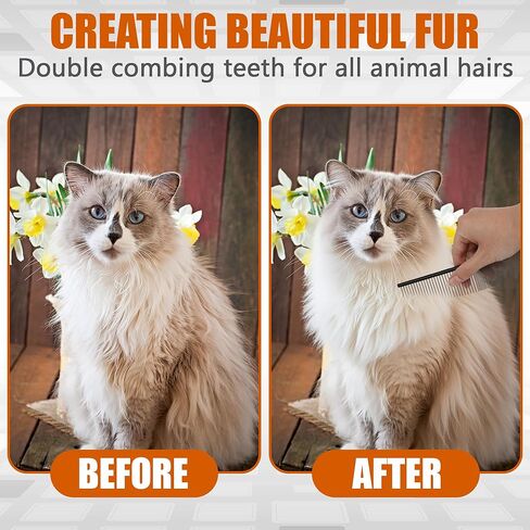 Half Moon Cat Dog Grooming Comb - Curved Crescent Arc Coarse Comb, Professional Metal Matting Detangler Brush for Long Haired Pet, Removes Tangles, Knots, Flea, Carding for Poodles, Puppies, 19cm in Saudi Arabia