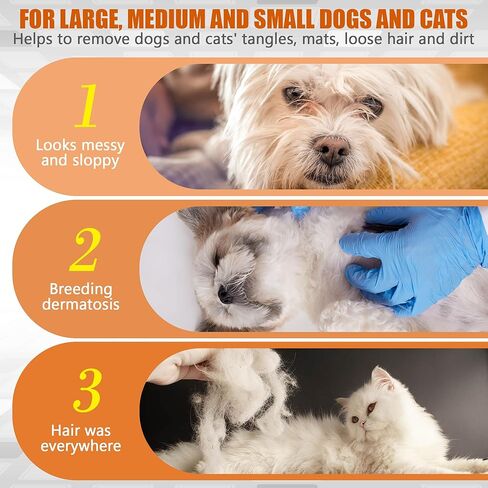 Half Moon Cat Dog Grooming Comb - Curved Crescent Arc Coarse Comb, Professional Metal Matting Detangler Brush for Long Haired Pet, Removes Tangles, Knots, Flea, Carding for Poodles, Puppies, 19cm in Saudi Arabia
