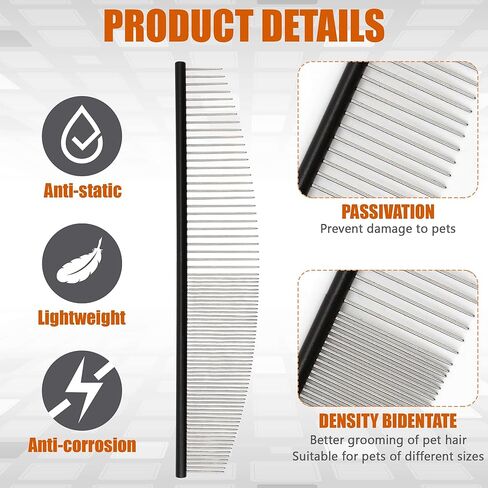 Half Moon Cat Dog Grooming Comb - Curved Crescent Arc Coarse Comb, Professional Metal Matting Detangler Brush for Long Haired Pet, Removes Tangles, Knots, Flea, Carding for Poodles, Puppies, 19cm in Saudi Arabia