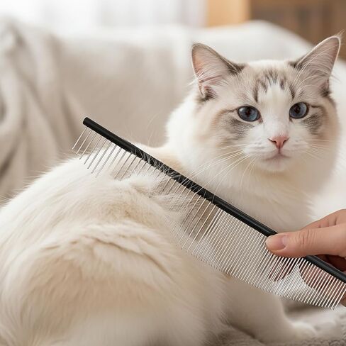 Half Moon Cat Dog Grooming Comb - Curved Crescent Arc Coarse Comb, Professional Metal Matting Detangler Brush for Long Haired Pet, Removes Tangles, Knots, Flea, Carding for Poodles, Puppies, 19cm in Saudi Arabia
