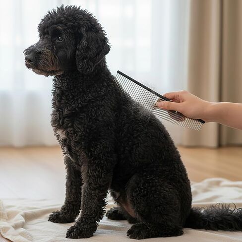 Half Moon Cat Dog Grooming Comb - Curved Crescent Arc Coarse Comb, Professional Metal Matting Detangler Brush for Long Haired Pet, Removes Tangles, Knots, Flea, Carding for Poodles, Puppies, 19cm in Saudi Arabia