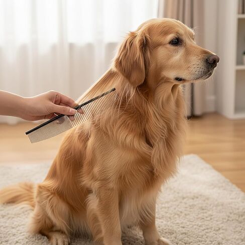 Half Moon Cat Dog Grooming Comb - Curved Crescent Arc Coarse Comb, Professional Metal Matting Detangler Brush for Long Haired Pet, Removes Tangles, Knots, Flea, Carding for Poodles, Puppies, 19cm in Saudi Arabia