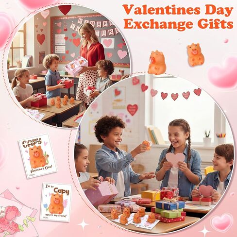 24 Set Valentines Day Gift Bulk Capybara Stress Balls Fun Relief Fidget Squeeze Toys with Positive Cards Mini Animal Desk Decor Capybara Party Favors for Office Teacher Adults(Spit Bubbles) in Saudi Arabia