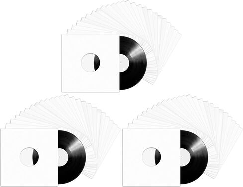 سترات TunePhonik مقاس 12 بوصة LP من الفينيل - مطلية باللون الأبيض مع فتحة في المنتصف - 25 قطعة in Kuwait