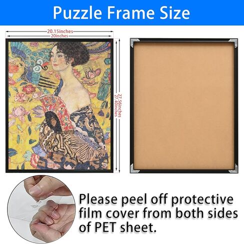 إطار ألغاز ممتاز مقاس 20 × 27 للألغاز النهائية، مجموعة إطارات ألغاز من سبائك الألومنيوم مع غطاء واقٍ، شاشة عرض أفقية ورأسية، تتضمن 6 أوراق لحفظ الألغاز (أسود، حزمة واحدة) in Saudi Arabia