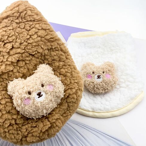2PCS Teacup Dog and Cat Clothing Set for Chihuahuas and Yorkies, Colorful Bear Pattern Warm Fleece Jumper for Newborn Mini Dogs and Cats, Winter Pet Apparel. (XX-Small, White and Brown) in Kuwait