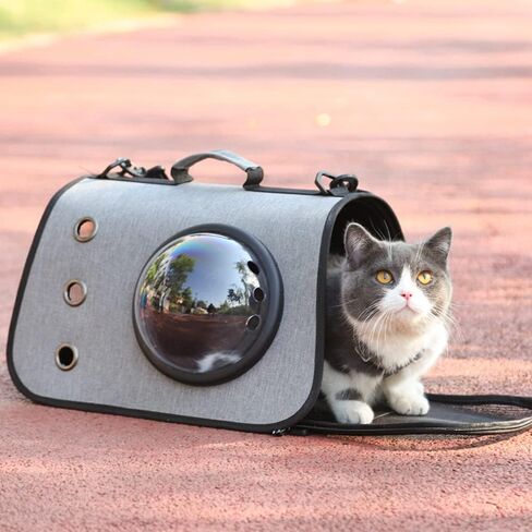 Cat Carrying Case, Large Inner Space, Double Entry and Exit, Self Cleaning Cat Litter Box for Cats Under 16.5lbs, Foldable Design (Grey) in Saudi Arabia
