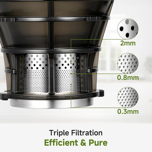 AMZCHEF Cold Press Juicer with 5.8" Large Feed Chute, Slow Masticating Juicer for Whole Fruits & Vegetables, 3-Layer Strainer, Copper Motor, High Juice Yield, Easy to Clean, Silver in Kuwait