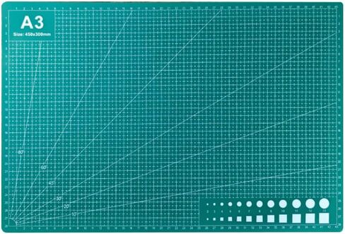 حصيرة القطع الفنية للخياطة مقاس 17.7 بوصة طول × 11.8 بوصة عرض لوحة قطع دوارة شبكية على الوجهين لنسيج الخياطة لمشروع هواية الحرف اليدوية (1، أخضر، A3:17.7 بوصة طول × 11.8 بوصة عرض) in Saudi Arabia