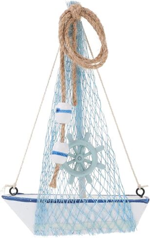 STOBAZA Sailboat Ornament Decorative Nautical Wall Decor Wooden Model Boat for Home in Saudi Arabia