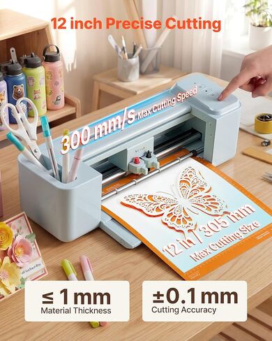 VEVOR Vinyl Cutting Machine, 12 in, Button-Controlled Vinyl Cutter, 5000+ Built-in Design Resources, Compatible with Mac, Windows, Android and iOS, for Creating Customized Crafts Cards, Home Decor in Saudi Arabia