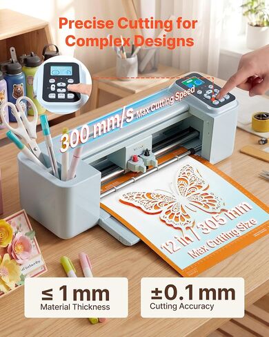 VEVOR Vinyl Cutting Machine, 12 in, Button-Controlled Vinyl Cutter, 5000+ Built-in Design Resources, Compatible with Mac, Windows, Android and iOS, for Creating Customized Crafts Cards, Home Decor in Saudi Arabia