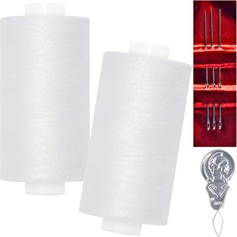 All Purpose Sewing Thread-2 Spools of Hand Polyester Sewing Thread with 3needles 1 Needle Threader for Sewing Machine for Hand and Machine Sewing(Black, 2 spools) in Saudi Arabia