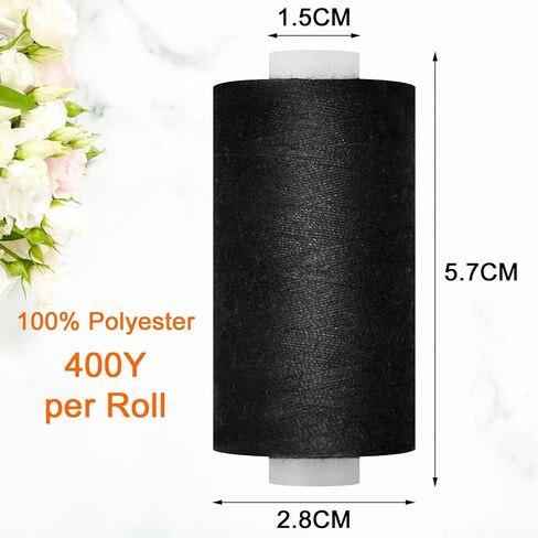 All Purpose Sewing Thread-2 Spools of Hand Polyester Sewing Thread with 3needles 1 Needle Threader for Sewing Machine for Hand and Machine Sewing(Black, 2 spools) in Saudi Arabia