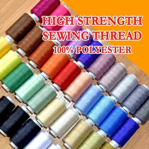 All Purpose Sewing Thread-2 Spools of Hand Polyester Sewing Thread with 3needles 1 Needle Threader for Sewing Machine for Hand and Machine Sewing(Black, 2 spools) in Saudi Arabia