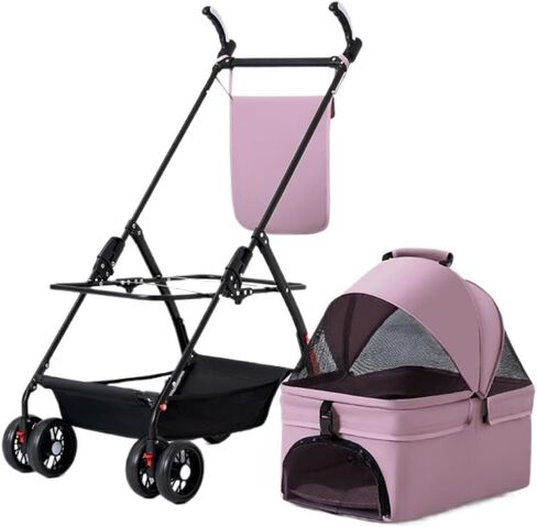 عربات الحيوانات الأليفة للقطط والكلاب، عربة أطفال للكلاب والقطط تيدي، عربة أطفال صغيرة للحيوانات الأليفة، عربة كلب خفيفة الوزن، عربة حيوانات أليفة متوسطة (وردي، B) in Kuwait