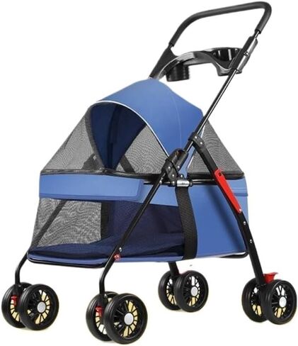 Pet Strollers Pet Stroller for Outings, Small Pull Cart, Puppy Stroller, Dog Walking Cart, Small, Lightweight, Foldable Cat Pet Stroller Medium(Blue,C) in Kuwait