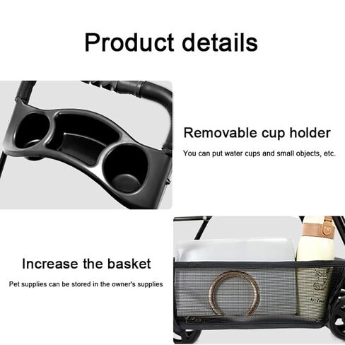 Pet Strollers Pet Stroller Small Dog and Cat Stroller Detachable Strap Four-Wheeler Pet Stroller Outdoor Pet Stroller Pet Stroller Medium(Green,Large) in Kuwait