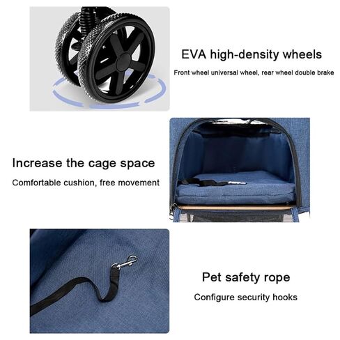 Pet Strollers Pet Stroller Small Dog and Cat Stroller Detachable Strap Four-Wheeler Pet Stroller Outdoor Pet Stroller Pet Stroller Medium(Green,Large) in Kuwait