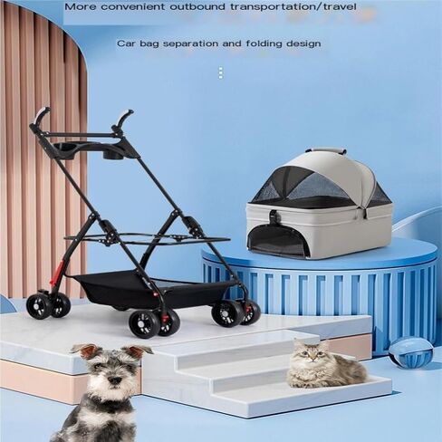 Pet Strollers Pet Cat and Dog Stroller, Dog and Cat Teddy Baby Stroller, Small Pet Stroller, Lightweight Dog Stroller Pet Stroller Medium(Blue,C) in Kuwait