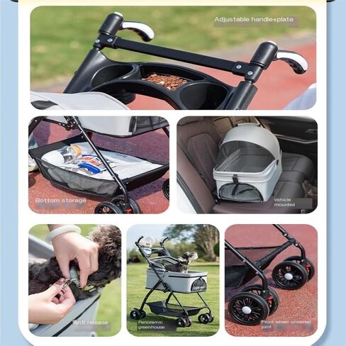 Pet Strollers Pet Cat and Dog Stroller, Dog and Cat Teddy Baby Stroller, Small Pet Stroller, Lightweight Dog Stroller Pet Stroller Medium(Blue,C) in Kuwait