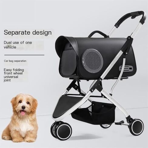عربات الحيوانات الأليفة في الهواء الطلق لعربة الحيوانات الأليفة للمشي للقطط والجراء، عربة أطفال قابلة للطي وقابلة للفصل للكلاب والقطط للخروج، عربة حيوانات أليفة متوسطة (أخضر) in Kuwait