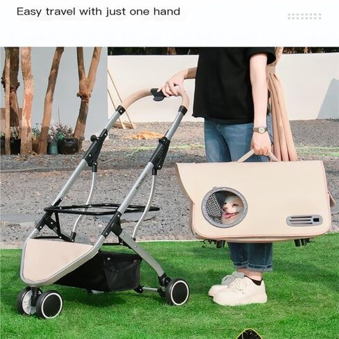 عربات الحيوانات الأليفة في الهواء الطلق لعربة الحيوانات الأليفة للمشي للقطط والجراء، عربة أطفال قابلة للطي وقابلة للفصل للكلاب والقطط للخروج، عربة حيوانات أليفة متوسطة (أخضر) in Kuwait